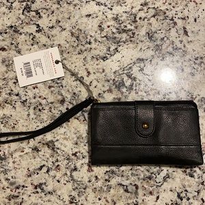 Black Leather HOBO Wallet/Wristlet